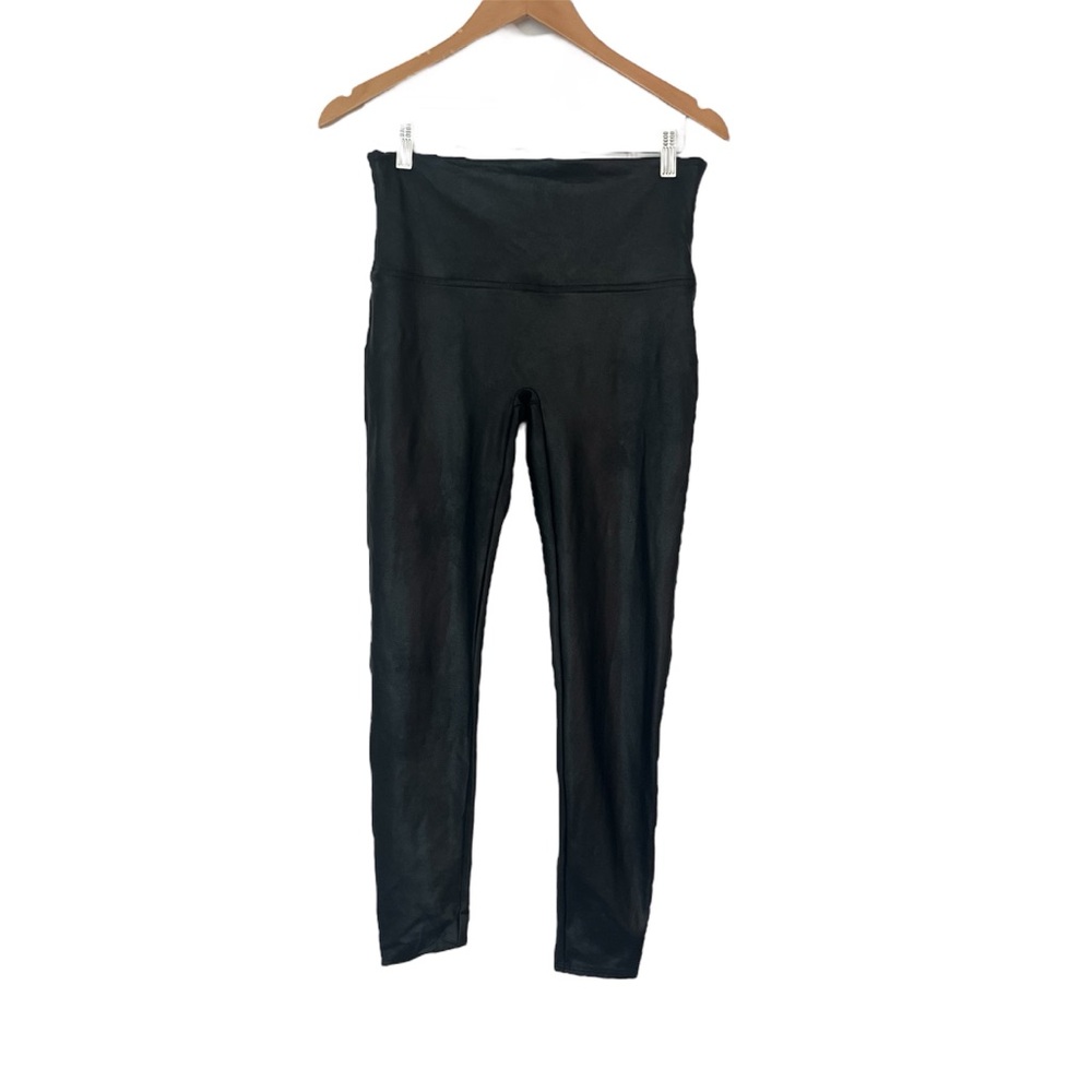 SPANX Shiny Faux Leather Black Leggings - Size XL (US 16)